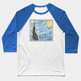 Starry night by Bart Simpson Baseball T-Shirt